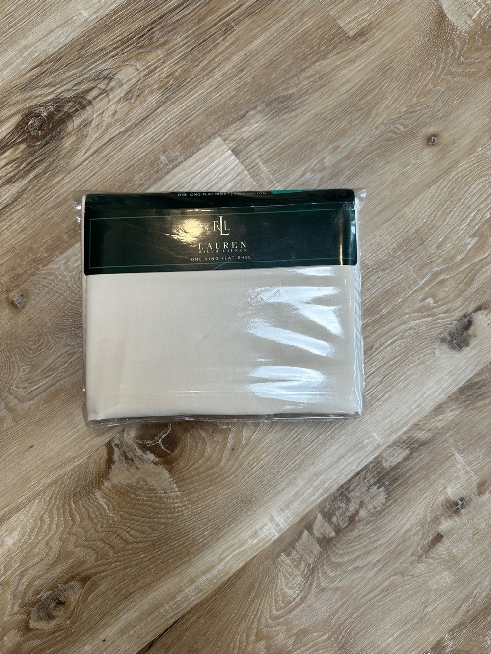 Ralph Lauren Green and White King Flat Sheet Packaging